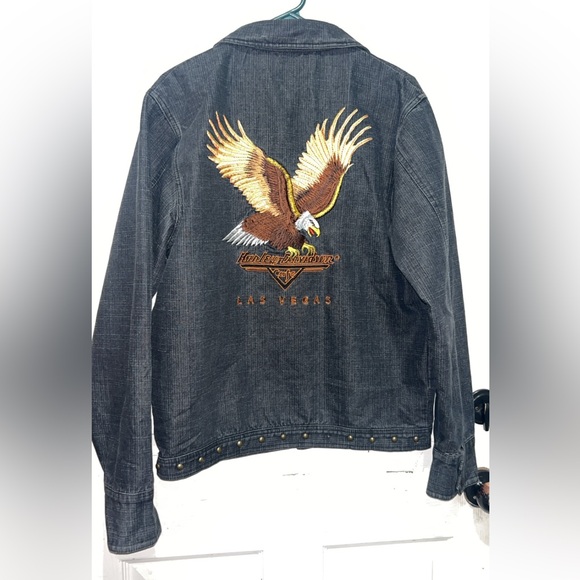 Harley Davidson Las Vegas denim jacket with orange lining - Picture 5 of 7